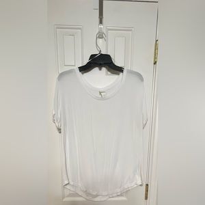 H&M Basics White Ribbed Short Sleeved Tee - Size L